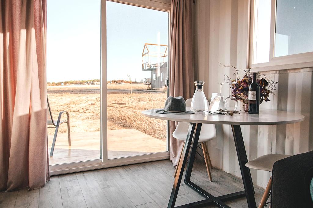 Cozy boutique hotel room with modern decor